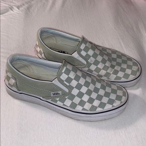 army green checkered vans